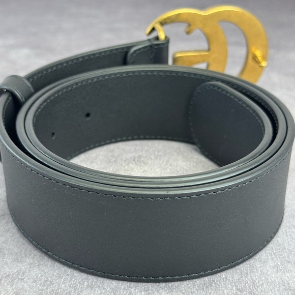 Gucci 2015 Re Edition Wide Leather Belt Gg Double Marmont Black 400593 85/34 - Picture 4 of 10
